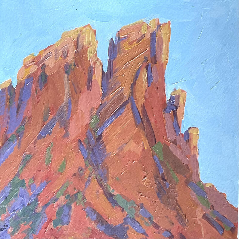 Painting Cliffside Reflections by Carrillo Cindy | Painting Impressionism Landscapes Watercolor Acrylic