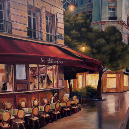 Painting Les Philosophes by Piffard Cédric | Painting Figurative Oil Architecture, Life style, Urban
