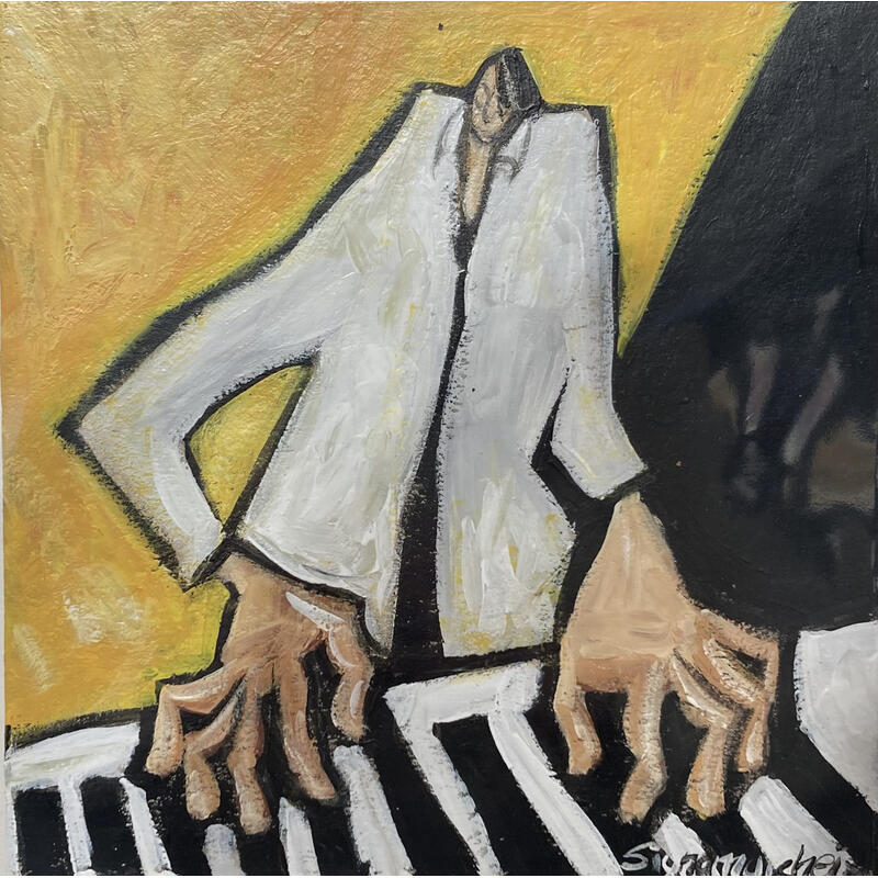 Painting Piano bar  by Signamarcheix Bernard | Painting Naive art Acrylic Ink Pastel