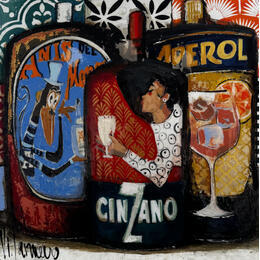 Painting 50x50 aperitivo by Villanueva Puigdelliura Natalia | Painting Figurative