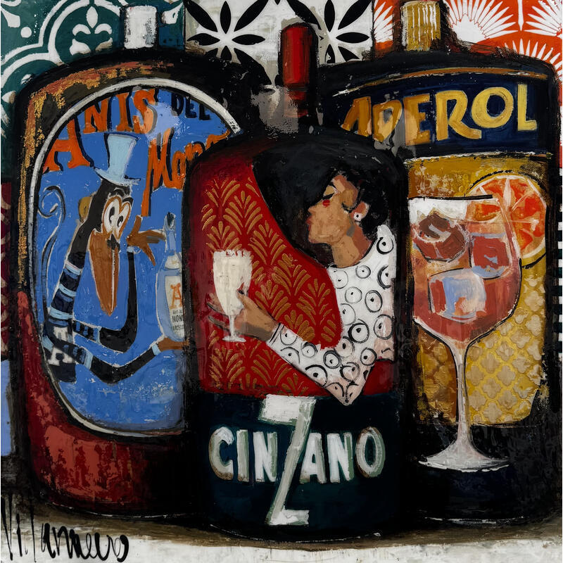Peinture 50x50 aperitivo par Villanueva Puigdelliura Natalia | Tableau Figuratif