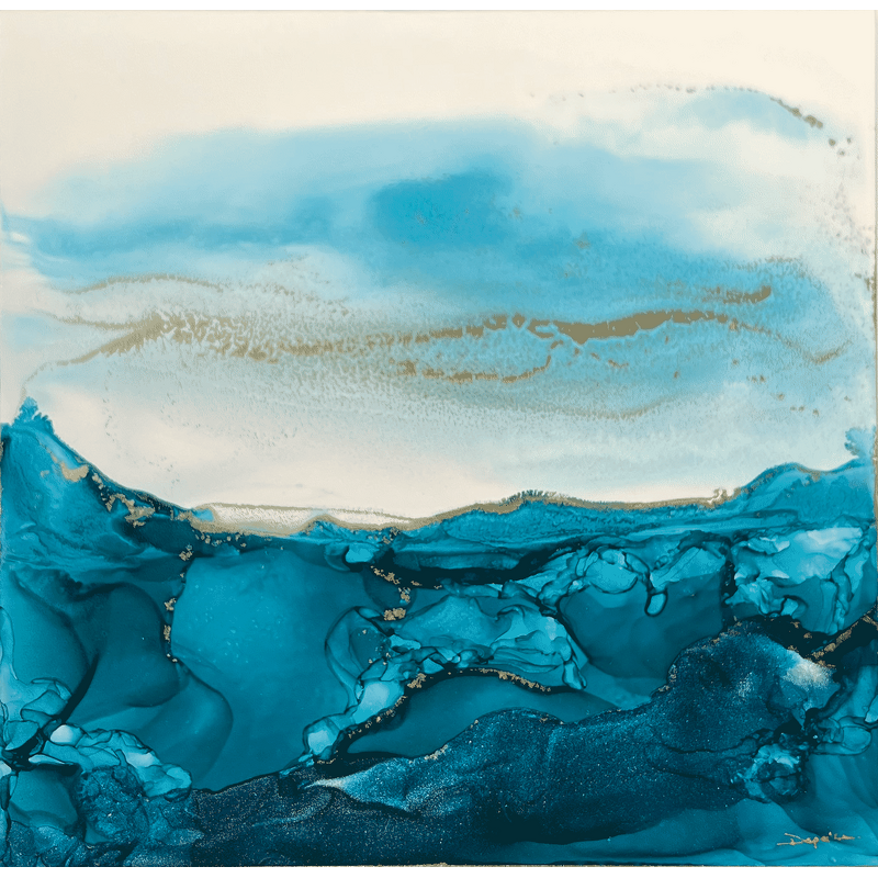 Painting 2230 Poésie givrée by Depaire Silvia | Painting Abstract Landscapes Marine Minimalist Acrylic Ink
