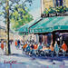 Peinture TERRASSE A SAINT GERMAIN DES PRES par Euger | Tableau Figuratif Société Urbain Scènes de vie Carton Huile