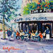 Peinture DEJEUNER BOULEVARD SAINT GERMAIN par Euger | Tableau Figuratif Société Urbain Scènes de vie Carton Huile