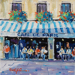 Painting RUE DE BUCI A PARIS by Euger | Painting Figurative Oil Life style, Pop icons, Society, Urban