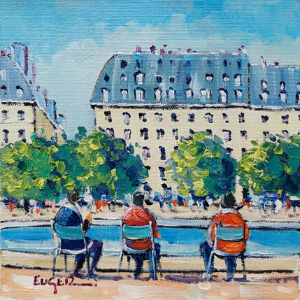 Peinture DETENTE AUX JARDINS DES TUILERIES par Euger | Tableau