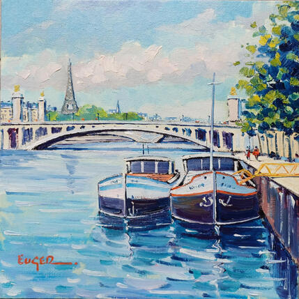 Peinture LES QUAIS DE SEINE RIVE DROITE par Euger | Tableau