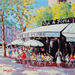 Painting TERRASSE ENSOLEILLEE BOULEVARD SAINT GERMAIN by Euger | Painting Figurative Society Urban Life style Oil Acrylic
