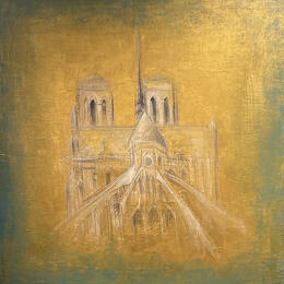 Peinture Notre Dame par Rocco Sophie | Tableau Art Singulier Acrylique, Collage, Sable