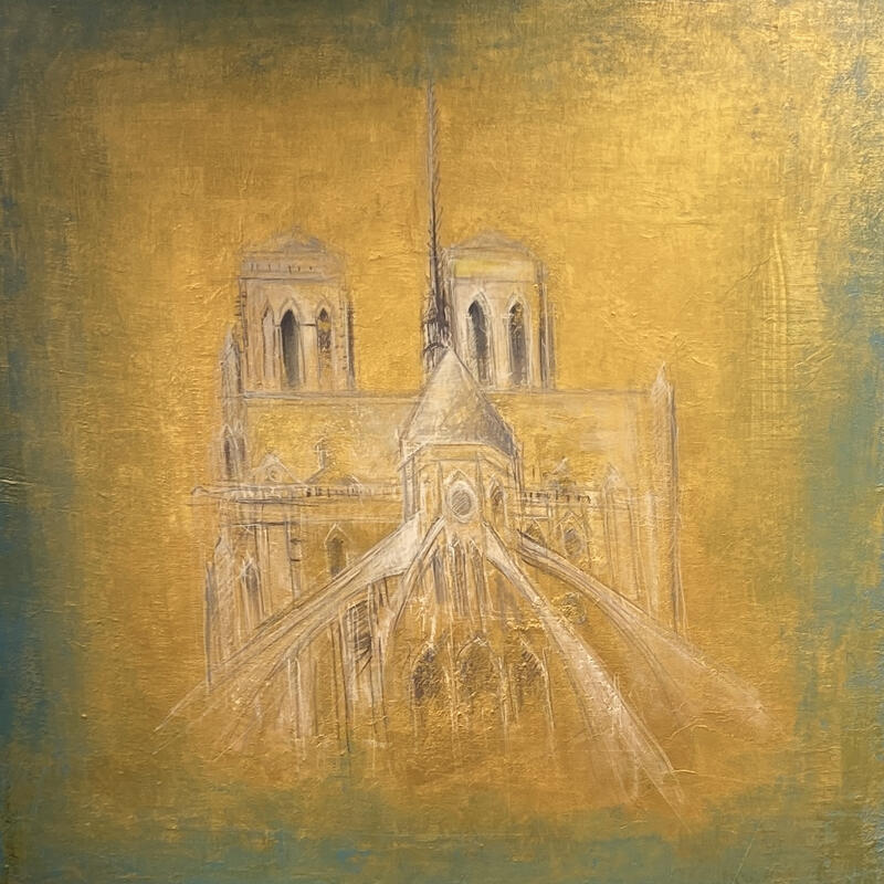 Painting Notre Dame by Rocco Sophie | Painting Raw art Acrylic Gluing Sand