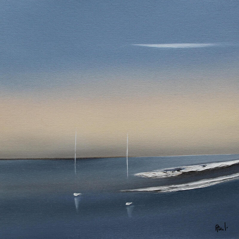 Gemälde Evasion marine 102 von Roussel Marie-Ange et Fanny | Gemälde Figurativ Marine Minimalistisch Öl