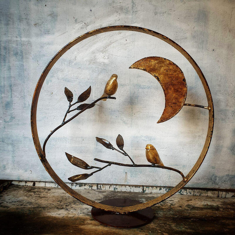 Skulptur Oiseau au clair de lune von Eres Nicolas | Skulptur Figurativ Tiere Metall