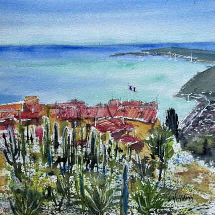 Painting Èze depuis le jardin exotique by Hoffmann Elisabeth | Painting