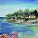 Painting Cap ferrat fleuri by Hoffmann Elisabeth | Painting Figurative Urban Marine Watercolor