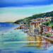 Painting Villefranche-sur-Mer reflets colorés by Hoffmann Elisabeth | Painting Figurative Urban Marine Watercolor
