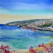 Painting Villefranche-sur-Mer douceur de bougainvilliers by Hoffmann Elisabeth | Painting Figurative Urban Marine Watercolor