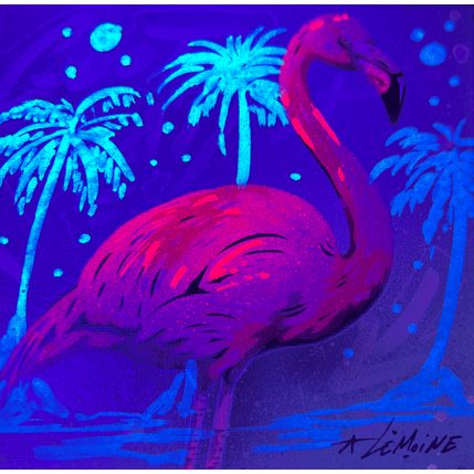 Painting Flamant rose by Lemoine Mael | Painting