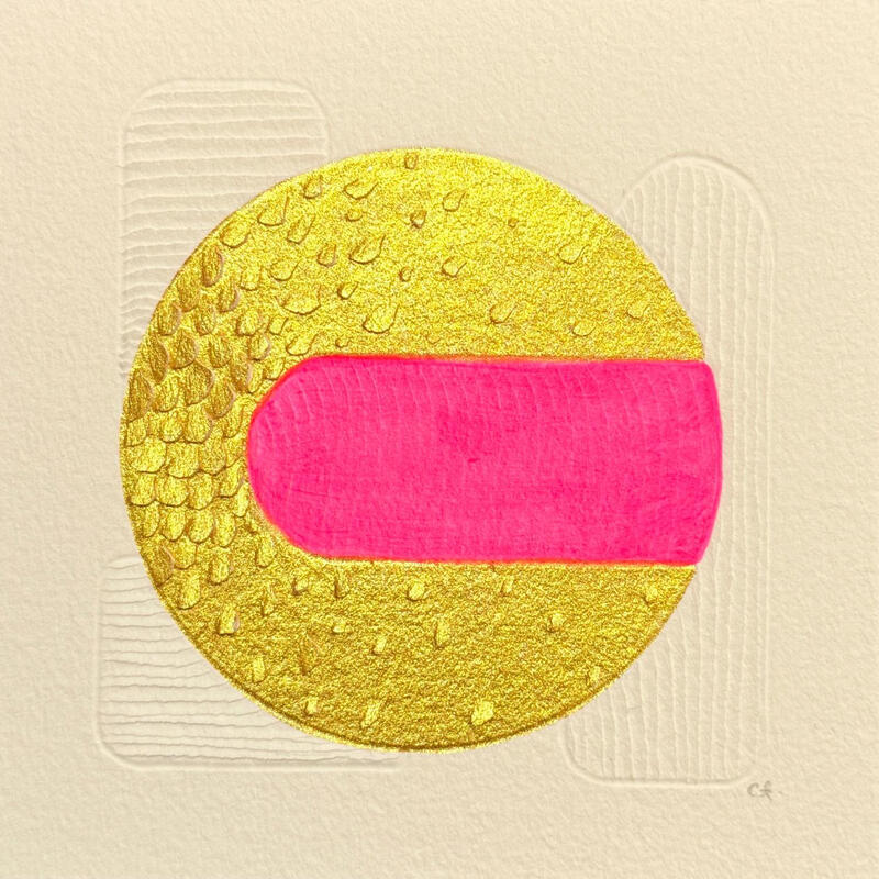 Peinture Bubble geometry par Caitrin Alexandre | Tableau Abstrait Minimaliste Acrylique Feuille d'or