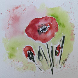 Painting Popies by Hoffmann Elisabeth | Painting Figurative Watercolor Urban