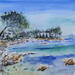 Painting Cap d'Antibes azur by Hoffmann Elisabeth | Painting Figurative Urban Watercolor