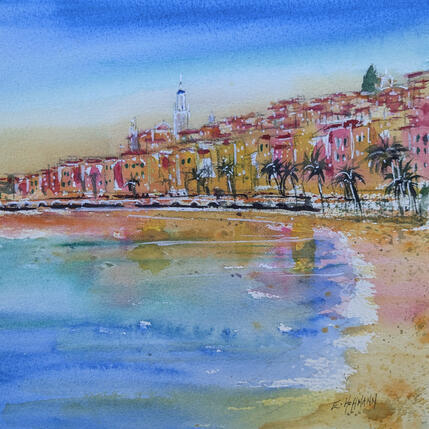 Painting Menton by Hoffmann Elisabeth | Painting Figurative Watercolor Pop icons, Urban
