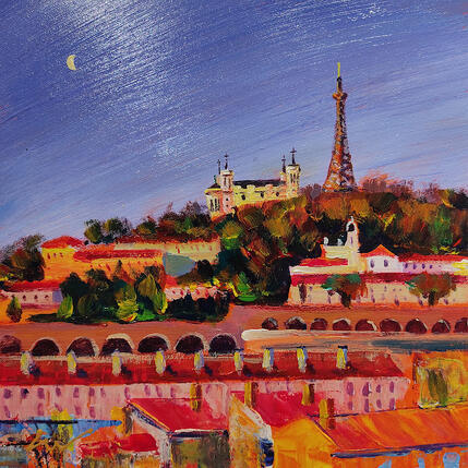 Gemälde Claire de lune sur Fourvière von Sheremet Ion | Gemälde