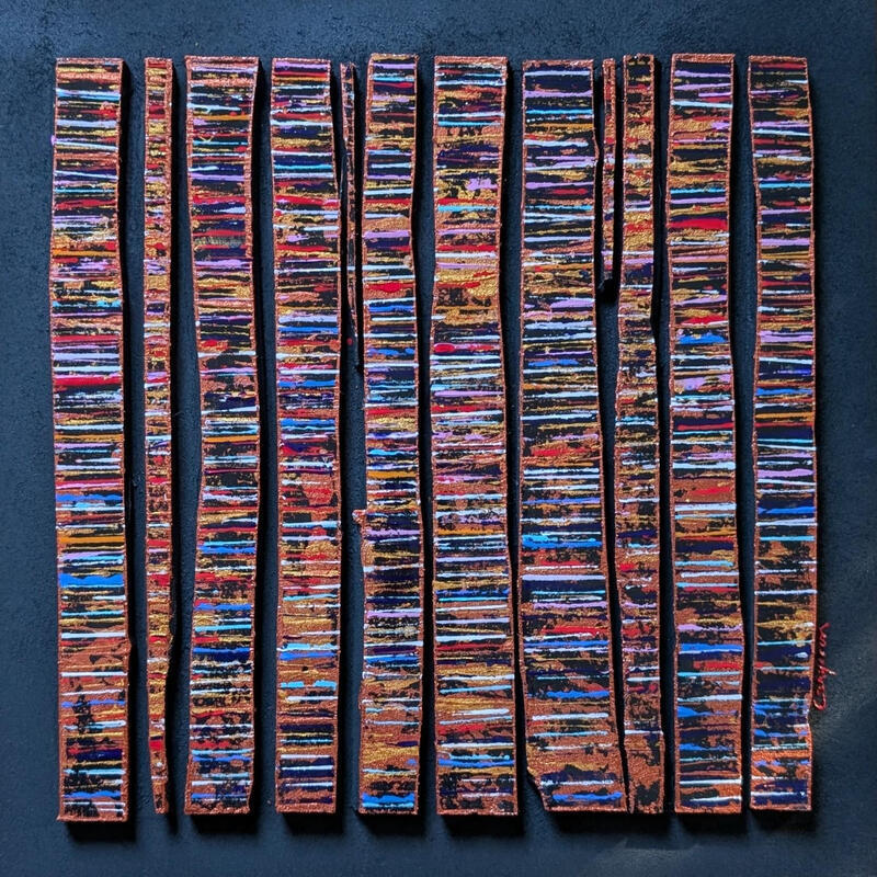Painting Bc12 touche fine rouge cuivre by Langeron Luc | Painting Subject matter Wood Acrylic Resin