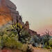 Painting Sedona 160 by Seruch Capouillez Isabelle | Painting Figurative Urban Watercolor