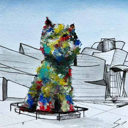 Gemälde PUPPY 2 von Mestres Sergi | Gemälde Figurativ Acryl, Graffiti Architektur, Pop-Ikonen