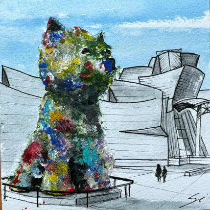 Gemälde PUPPY 4 von Mestres Sergi | Gemälde Figurativ Acryl, Graffiti Architektur, Pop-Ikonen