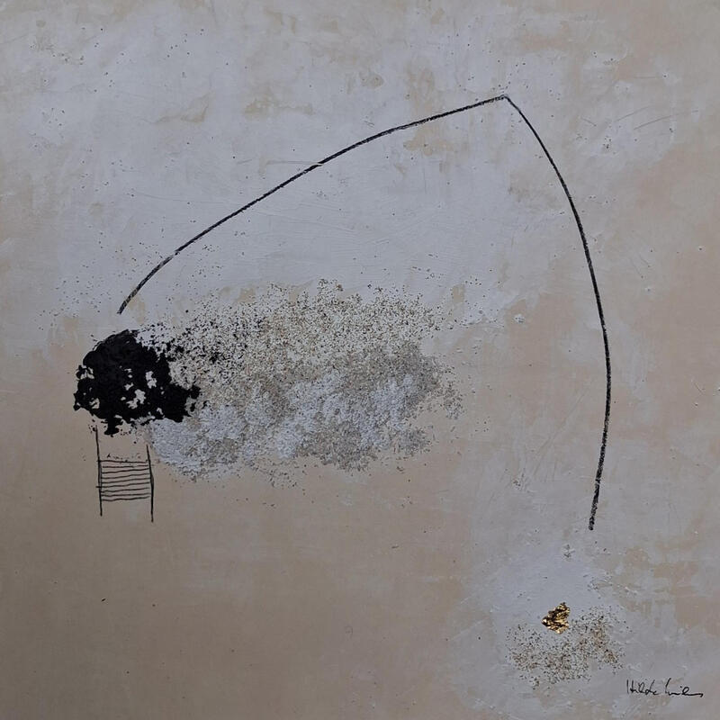 Gemälde abstract beige B 168 von Wilms Hilde | Gemälde Abstrakt Acryl Blattgold