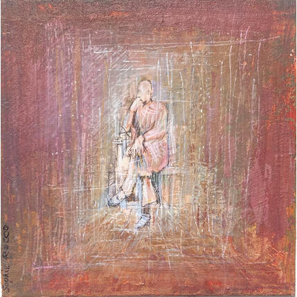 Gemälde Le Secret  von Rocco Sophie | Gemälde Art brut Acryl, Collage, Sand