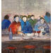 Gemälde Un rouge entre amis von Rocco Sophie | Gemälde Art brut Acryl Collage Sand