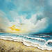 Peinture Eclat d'horizon par Geiry | Tableau Matiérisme Paysages Marine Bois Pigments Poudre de marbre