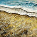 Peinture Eclat d'horizon par Geiry | Tableau Matiérisme Paysages Marine Bois Pigments Poudre de marbre