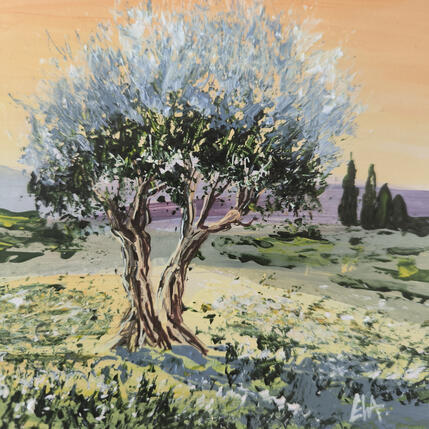Peinture L' olivier de la paix. par Rey Ewa | Tableau Figuratif Acrylique Paysages