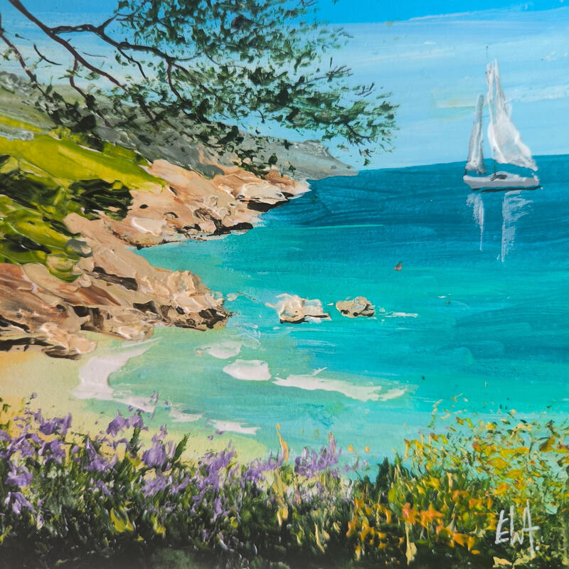 Peinture Ode à la mer. par Rey Ewa | Tableau Figuratif Paysages Acrylique