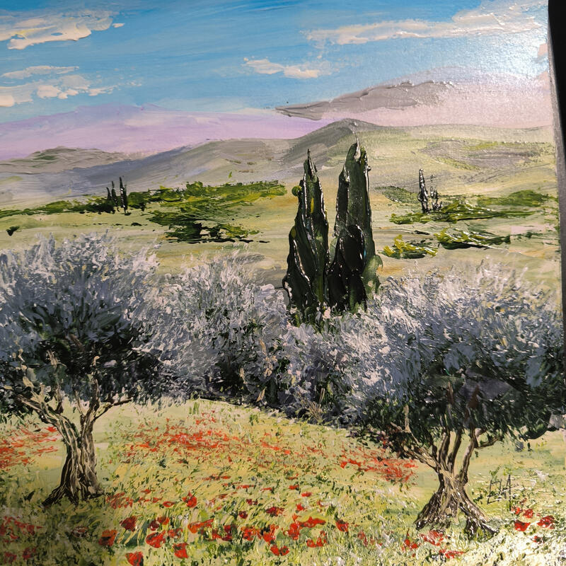 Peinture Le chant des oliviers. par Rey Ewa | Tableau Figuratif Paysages Acrylique