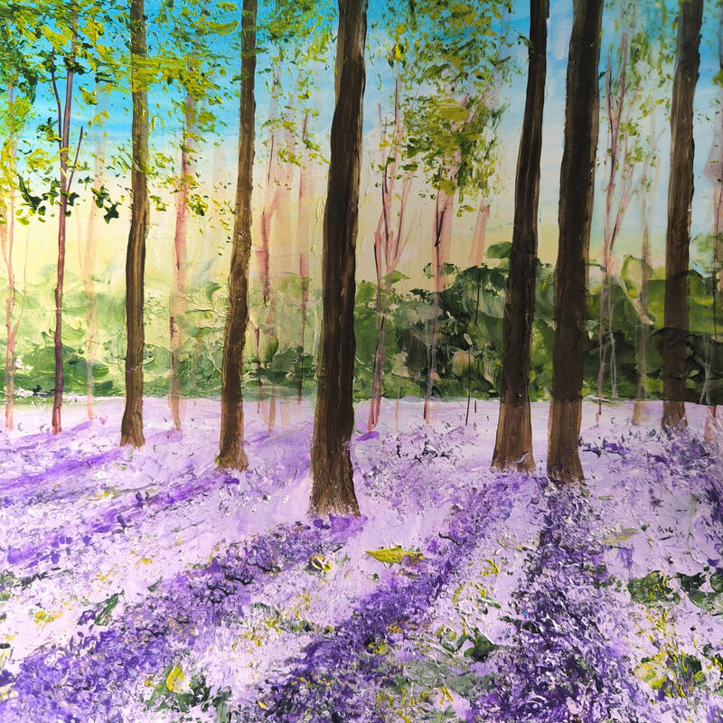 Peinture Les jasinthes du bois de Halle. par Rey Ewa | Tableau Figuratif Paysages Acrylique