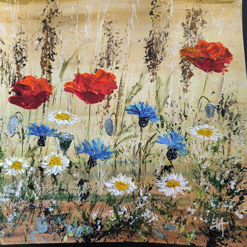 Painting Fleurs en liberté. by Rey Ewa | Painting Figurative Landscapes Acrylic