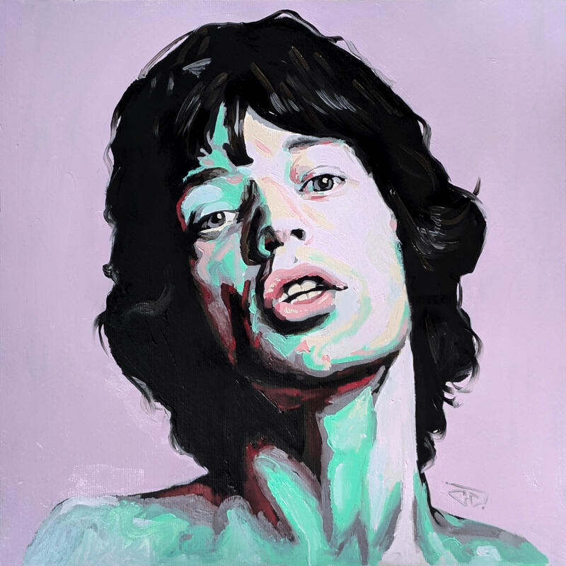 Peinture Mick Jagger par G.C.Popartist | Tableau Pop-art Portraits Musique Icones Pop Huile