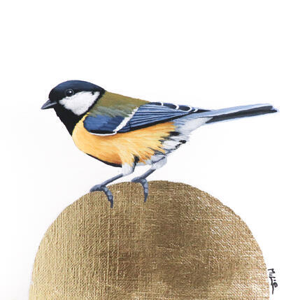 Peinture GOLD AND SUN 145 par Milie Lairie | Tableau Réalisme Feuille d'or, Huile Animaux