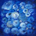 Gemälde A fleur bleue von Rocco Sophie | Gemälde Art brut Acryl Collage Sand