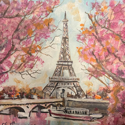 Painting Paris au printemps by Lallemand Yves | Painting Figurative Acrylic Urban