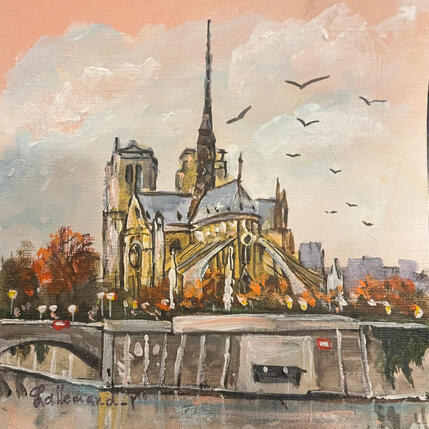 Painting Notre Dame deParis by Lallemand Yves | Painting Figurative Acrylic Urban