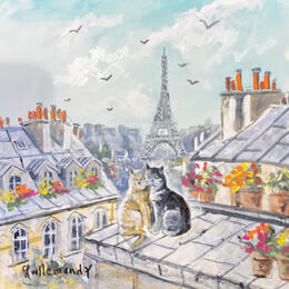 Painting Les amoureux sur les toits by Lallemand Yves | Painting