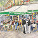 Painting Café des deux Magots by Lallemand Yves | Painting Figurative Urban Acrylic