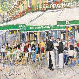 Painting Café des deux Magots by Lallemand Yves | Painting