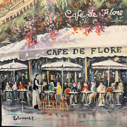 Painting Café le Flore by Lallemand Yves | Painting
