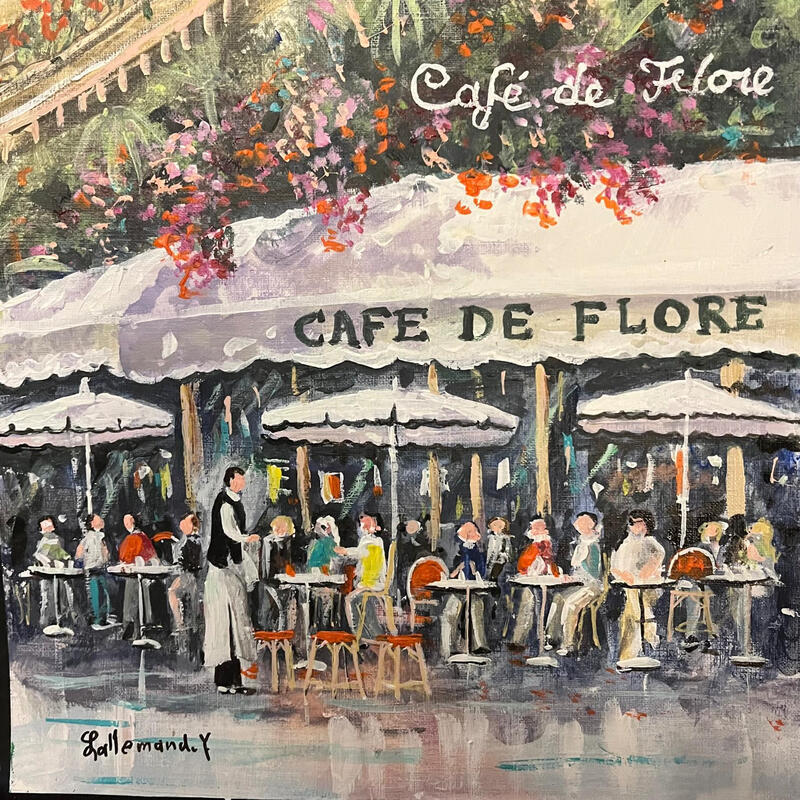 Painting Café le Flore by Lallemand Yves | Painting Figurative Urban Acrylic